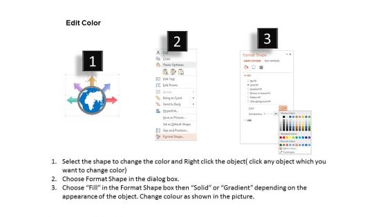 Five Arrows Around Globe With Icons Powerpoint Templates