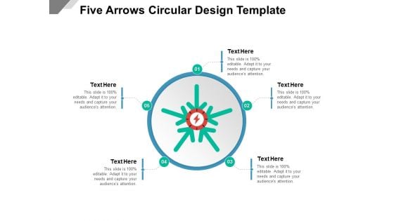 Five Arrows Circular Design Template Ppt PowerPoint Presentation File Themes PDF