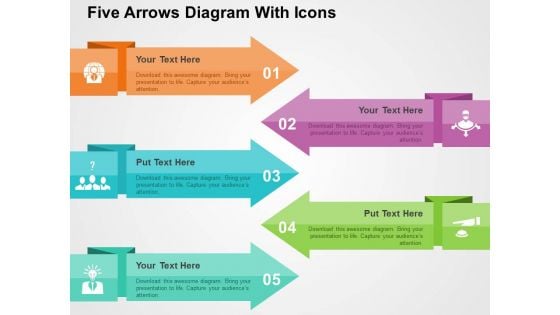 Five Arrows Diagram With Icons Powerpoint Templates