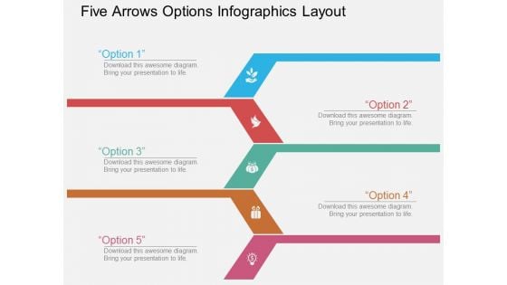 Five Arrows Options Infographics Layout Powerpoint Template