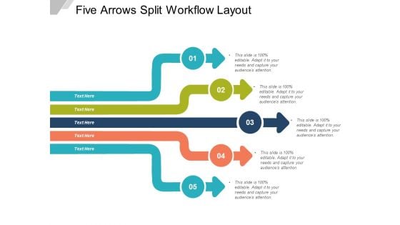 Five Arrows Split Workflow Layout Ppt Powerpoint Presentation Ideas Templates
