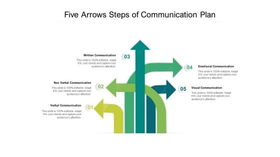 Five Arrows Steps Of Communication Plan Ppt PowerPoint Presentation File Structure