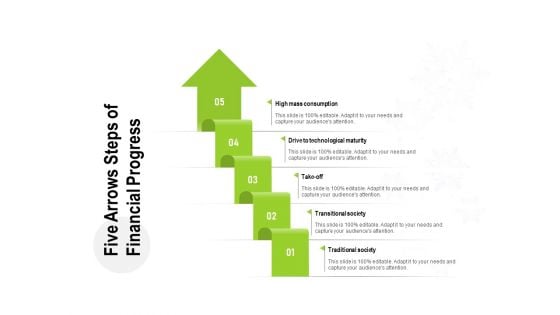 Five Arrows Steps Of Financial Progress Ppt PowerPoint Presentation Infographic Template Rules