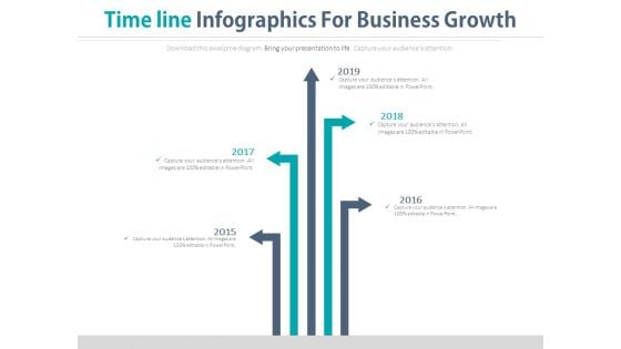 Five Arrows Timeline Diagram For Business Analysis Powerpoint Slides