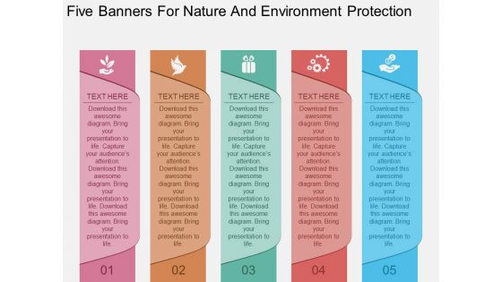 Five Banners For Nature And Environment Protection Powerpoint Template