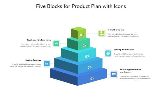 Five Blocks For Product Plan With Icons Ppt PowerPoint Presentation Model Mockup PDF