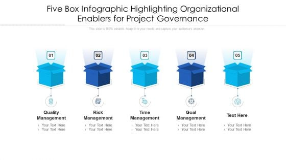 Five Box Infographic Highlighting Organizational Enablers For Project Governance Ppt PowerPoint Presentation File Pictures PDF Five Box Infographic Highlighting Organizational Enablers For Project Governance Ppt PowerPoint Presentation File Pictures PDF