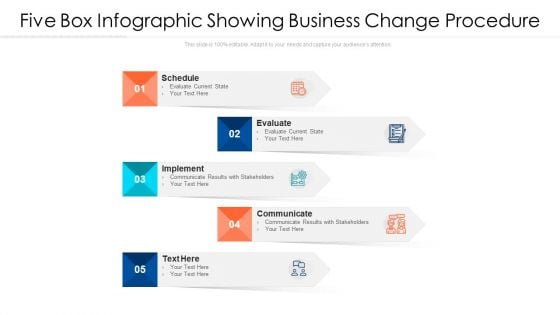 Five Box Infographic Showing Business Change Procedure Ppt PowerPoint Presentation File Outline PDF