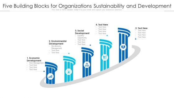 Five Building Blocks For Organizations Sustainability And Development Ppt PowerPoint Presentation File Background PDF