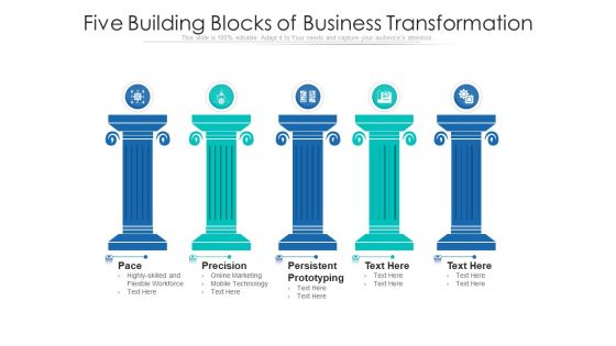 Five Building Blocks Of Business Transformation Ppt PowerPoint Presentation Gallery Graphics Design PDF