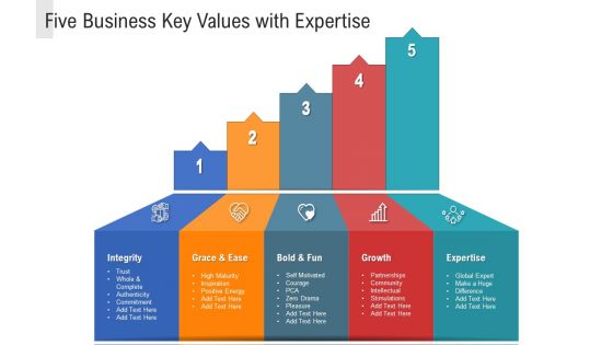 Five Business Key Values With Expertise Ppt PowerPoint Presentation Gallery Background Designs PDF Five Business Key Values With Expertise Ppt PowerPoint Presentation Gallery Background Designs PDF