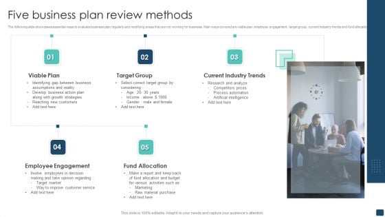 Five Business Plan Review Methods Themes PDF