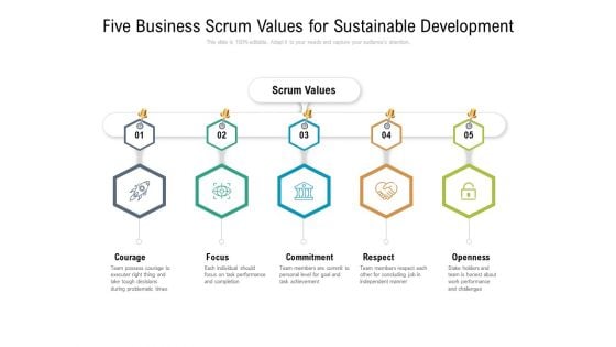 Five Business Scrum Values For Sustainable Development Ppt PowerPoint Presentation Ideas Master Slide PDF Five Business Scrum Values For Sustainable Development Ppt PowerPoint Presentation Ideas Master Slide PDF