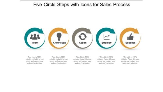 Five Circle Steps With Icons For Sales Process Ppt Powerpoint Presentation Infographic Template Backgrounds