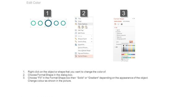 Five Circles Linear Chart With Icons Powerpoint Slides