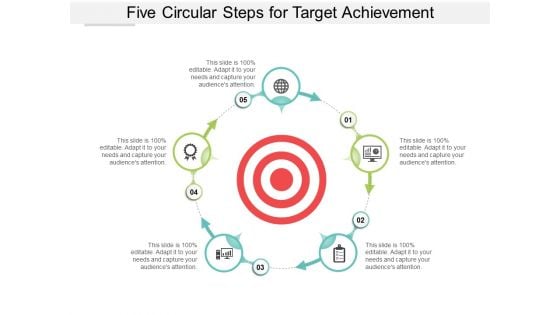 Five Circular Steps For Target Achievement Ppt Powerpoint Presentation Outline Ideas