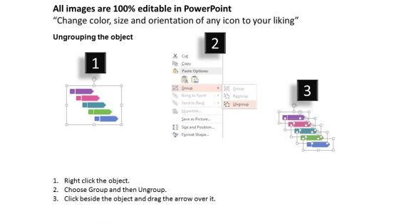 Five Colored Banners With Finance Planning Icons Powerpoint Template