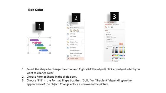 Five Colored Banners With Finance Planning Icons Powerpoint Template