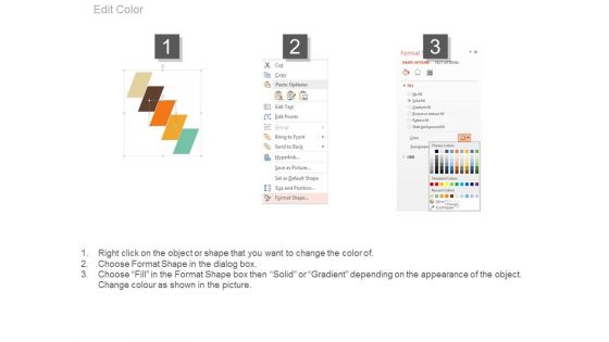 Five Colored Tags With Icons For Strategic Process Powerpoint Slides