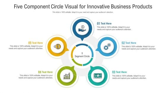 Five Component Circle Visual For Innovative Business Products Ppt PowerPoint Presentation Gallery Maker PDF