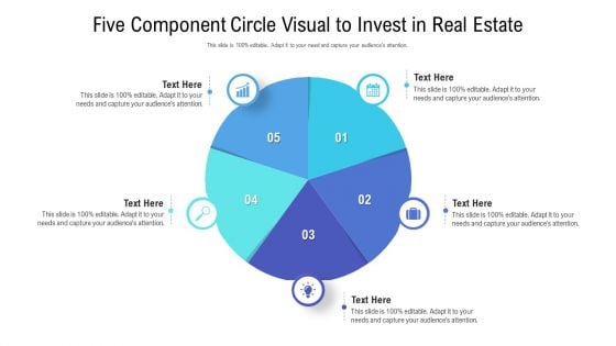 Five Component Circle Visual To Invest In Real Estate Ppt PowerPoint Presentation File Images PDF