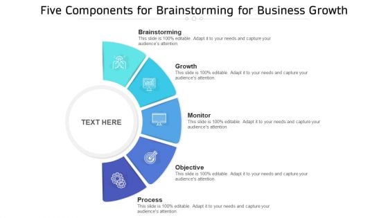 Five Components For Brainstorming For Business Growth Ppt PowerPoint Presentation File Template PDF