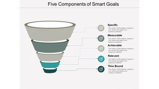 Five Components Of Smart Goals Ppt Powerpoint Presentation Portfolio Grid