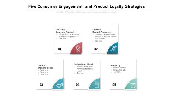 Five Consumer Engagement And Product Loyalty Strategies Ppt PowerPoint Presentation Slides Download PDF