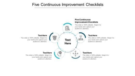 Five Continuous Improvement Checklists Ppt PowerPoint Presentation Show Examples Cpb