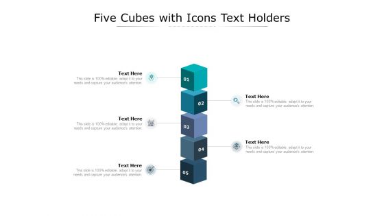 Five Cubes With Icons Text Holders Ppt PowerPoint Presentation Inspiration Gallery