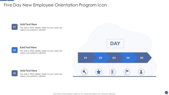 Five Day New Employee Orientation Program Icon Ideas PDF