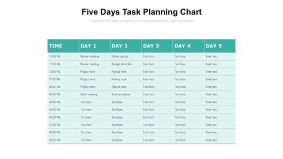 Five Days Task Planning Chart Ppt PowerPoint Presentation Pictures Format PDF Five Days Task Planning Chart Ppt PowerPoint Presentation Pictures Format PDF