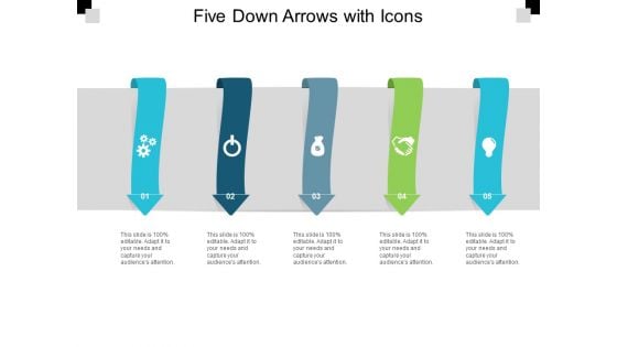 Five Down Arrows With Icons Ppt PowerPoint Presentation Outline Graphics