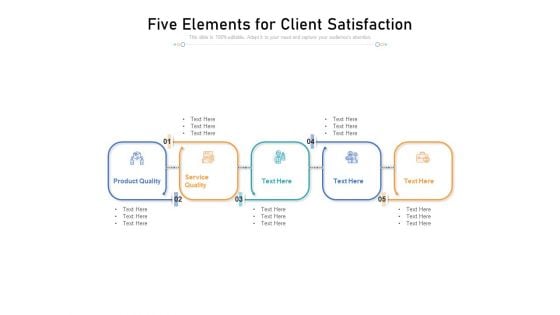 Five Elements For Client Satisfaction Ppt PowerPoint Presentation File Pictures PDF