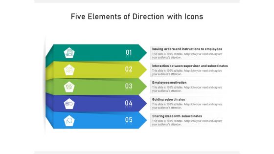 Five Elements Of Direction With Icons Ppt PowerPoint Presentation File Guide PDF