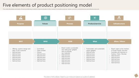 Five Elements Of Product Positioning Model Elements PDF