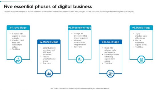 Five Essential Phases Of Digital Business Graphics PDF