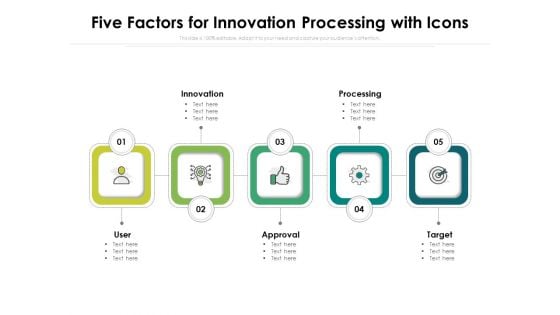 Five Factors For Innovation Processing With Icons Ppt PowerPoint Presentation Ideas Show PDF