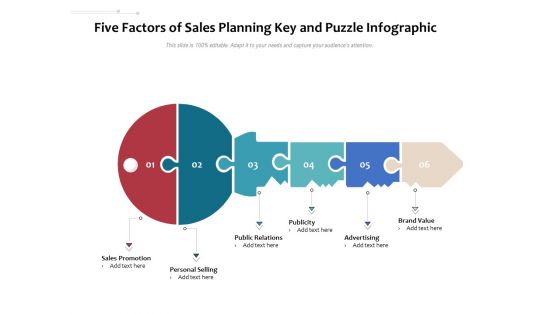 Five Factors Of Sales Planning Key And Puzzle Infographic Ppt PowerPoint Presentation Model Design Inspiration PDF