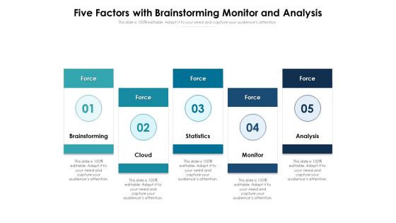 Five Factors With Brainstorming Monitor And Analysis Ppt PowerPoint Presentation Professional Slide PDF