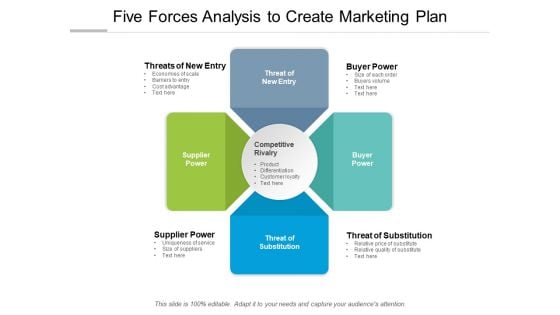 Five Forces Analysis To Create Marketing Plan Ppt Powerpoint Presentation Summary Ideas