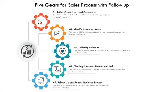 Five Gears For Sales Process With Follow Up Ppt PowerPoint Presentation Gallery Layouts PDF