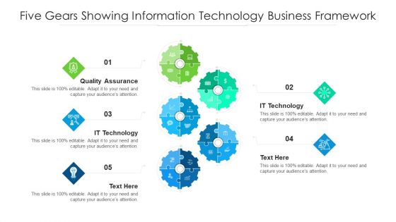 Five Gears Showing Information Technology Business Framework Ppt PowerPoint Presentation File Graphics PDF