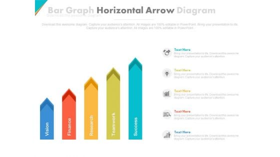 Five Horizontal Arrows Bar Graph Powerpoint Slides