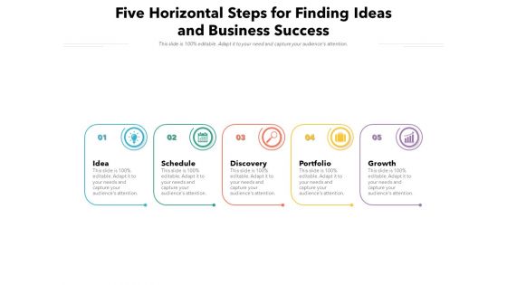 Five Horizontal Steps For Finding Ideas And Business Success Ppt PowerPoint Presentation Icon Gallery PDF