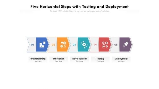 Five Horizontal Steps With Testing And Deployment Ppt PowerPoint Presentation File Portfolio PDF