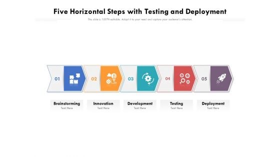 Five Horizontal Steps With Testing And Deployment Ppt PowerPoint Presentation File Portfolio PDF