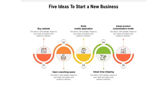 Five Ideas To Start A New Business Ppt PowerPoint Presentation Infographic Template Vector PDF Five Ideas To Start A New Business Ppt PowerPoint Presentation Infographic Template Vector PDF