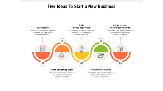 Five Ideas To Start A New Business Ppt PowerPoint Presentation Infographic Template Vector PDF