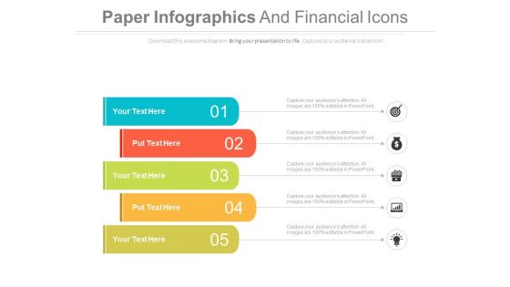 Five Infographic Tags For Market Share Information Powerpoint Template